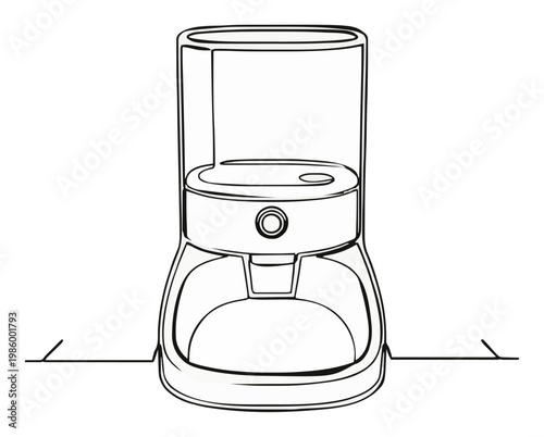Minimalist automatic pet feeder line art vector icon.... Generative AI