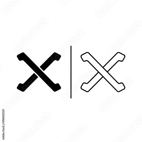 Crossed lines icon with rejection disqualify prohibition negative forbidden opposition obstruction interdict