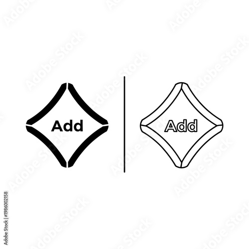 Add diamond shape icon with addition interface geometric abstract collection together construct incorporate supplement