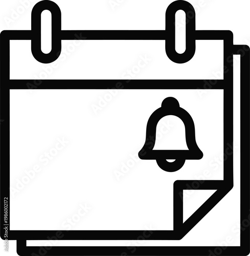 Calendar page with notification bell icon and spiral binding calendar reminder