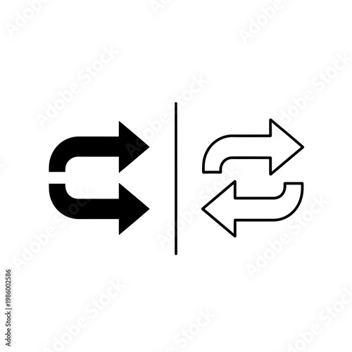 Foto Double arrow icon solid and outline versions representing rotation or refresh ro
