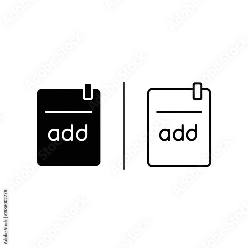 Add document file icon with "add" text and top for creating new files and uploading data black and white line art document attachment business