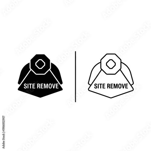 Site remove icon design vector with filled and outline styles for website deletion and disconnection black and white flat design user interface