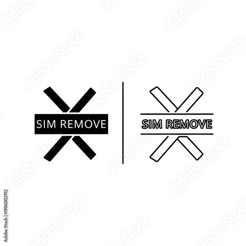 Sim remove icon design vector with filled and outline styles for sim card removal or simulation deletion x mark black and white flat design
