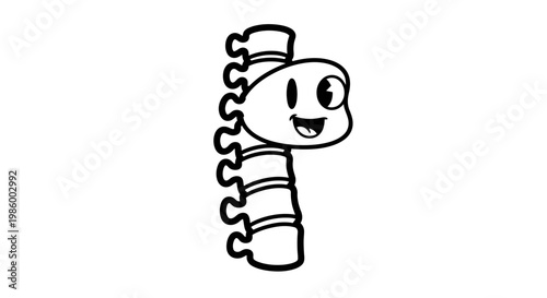Happy spine character cartoon illustration.
