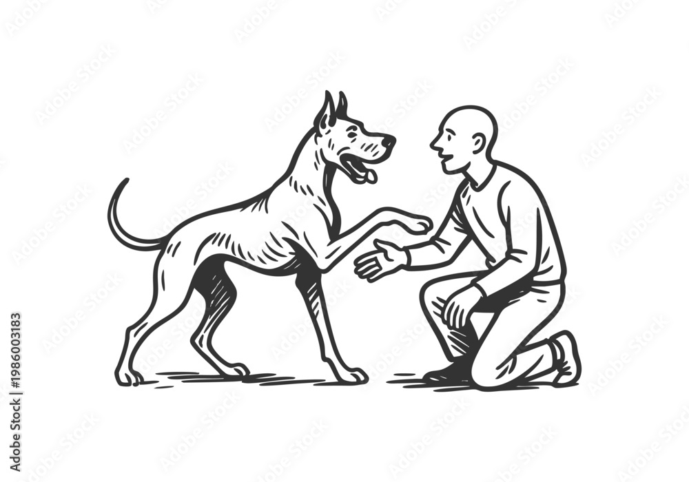 Fototapeta premium Great Dane dog sketch hand drawn simple vector illustration