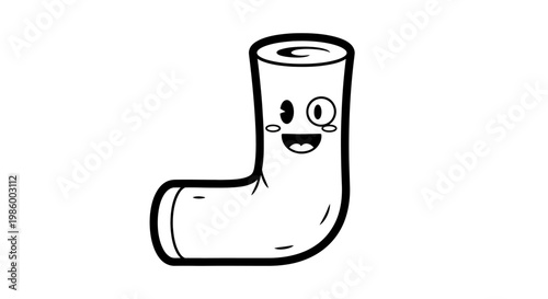 Happy cartoon pipe character in retro style.