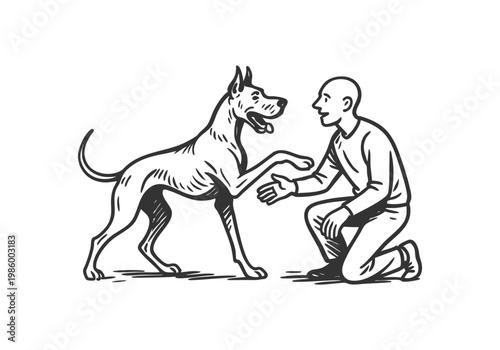 Great Dane dog sketch hand drawn simple vector illustration