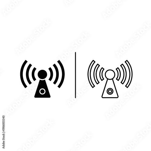 Wireless communication wi fi signal network antenna graphic icon set with wireless communication transmission internet broadband connection
