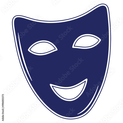 A theatrical mask concept for performance art and dramatic arts with simplistic design and clean lines perfect for minimalistic creative projects