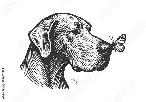 Great Dane dog sketch hand drawn simple vector illustration