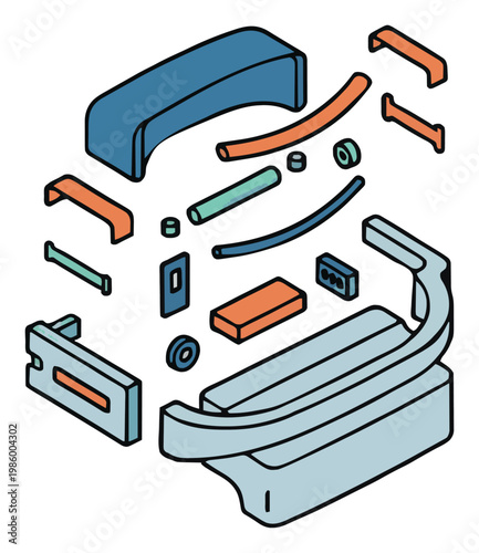 Exploded view electronic posture corrector flat vector.. Generative AI