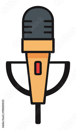 Minimalist line art lavalier microphone vector icon.. Generative AI