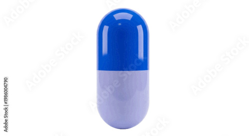 Vector illustration of 3d rendering of a blue and light purple medical capsule pill on a transparent background