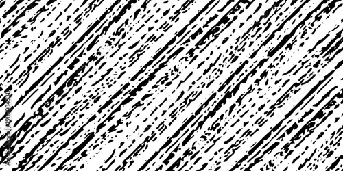 The grunge texture of a rough, carelessly and unevenly filled surface with diagonal stripes. Abstract monochrome background. Vector illustration. Overlay template.
