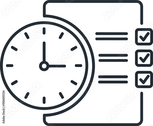 Time management checklist with clock and tasks management checklist completed
