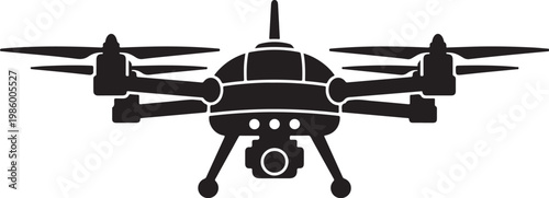 Drone, aerial, vector icon, black silhouette, camera drone