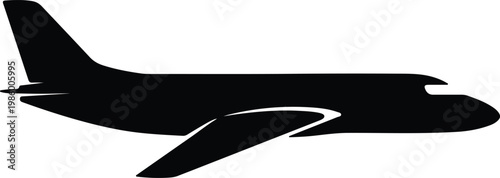 Silhouette of a commercial passenger jet airplane flight vector design