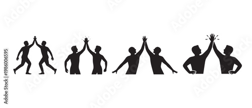 Dynamic People Celebrating Success, Teamwork, and Achievement on White Background.
