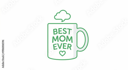 Best mom ever mug line art icon for Mother's Day card