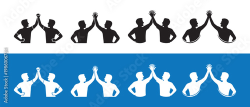 Dynamic People Celebrating Success, Teamwork, and Achievement on White Background.