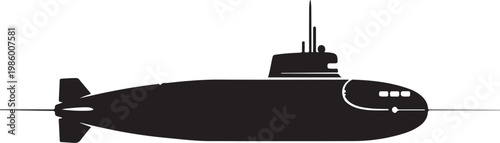 Black submarine icon, vector submarine illustration, nautical symbol, military vessel