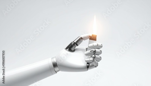 Robot Hand Holding Light Bulb Innovation.