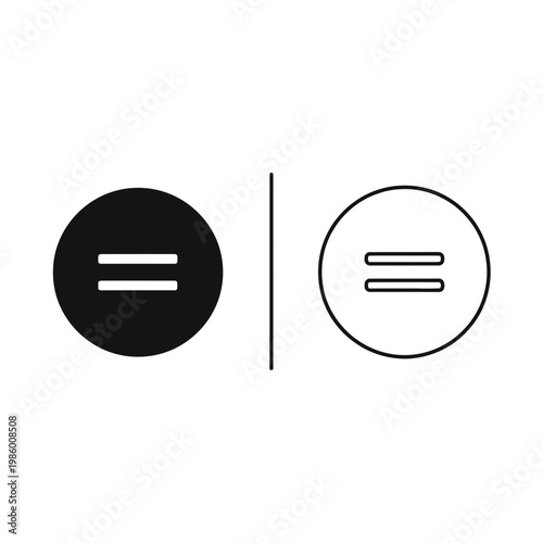 Equals sign icon black and white comparison with mathematics comparison equivalent identical calculation equation variable identity similarity