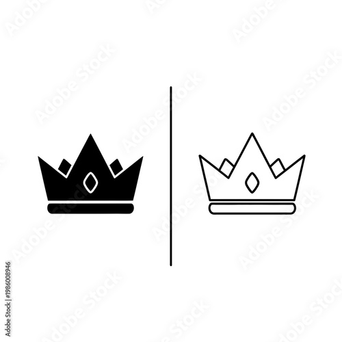 Crown icon representing royalty and leadership available in solid and outline styles leadership authority sovereign government illustration