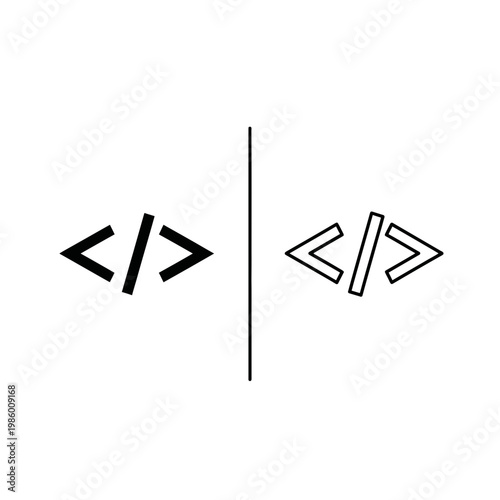 Programming code brackets symbol vector icon set for web development and software interface with programming development application software