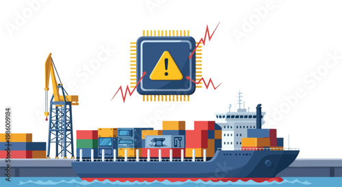 Global Semiconductor Shortage Impacting Shipping and Logistics Illustration