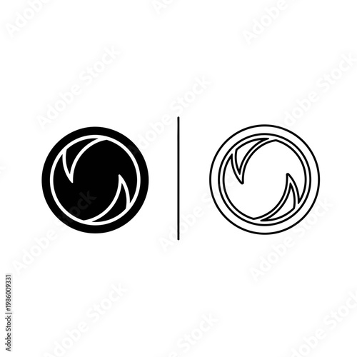 Camera aperture or lens diaphragm flat and outline icon set for photography and settings with photo shoot aperture photography diaphragm equipment