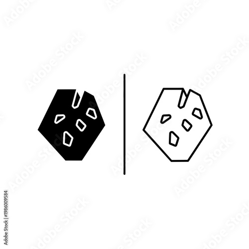 Abstract irregular polygon asteroid icon with solid and outline style for space and science design user interface user experience web design