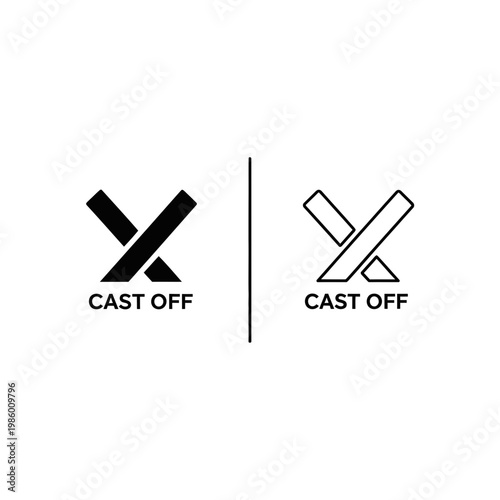Cast off icon with stylized x mark in solid and outline versions for disposal or release x mark delete button disposal eliminate software