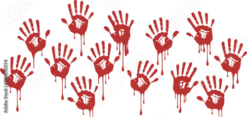 Red Bloody Handprints with Dripping Blood vector illustration