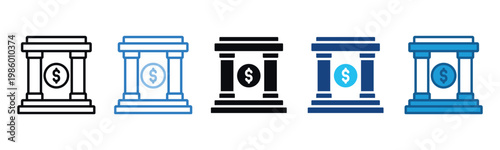 Bank Icon Set Multiple Style Of