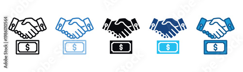 Financial Agreement Icon Set Multiple Style Of