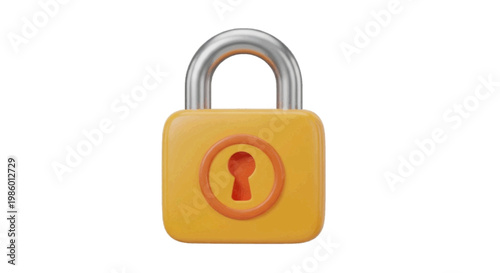 Vector illustration of yellow padlock with keyhole on a transparent background