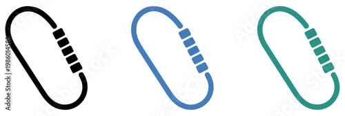 carabiner clip icon set office connection vector