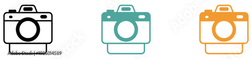 camera icon outline silhouette vector set
