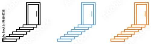 stair door opportunity icon set