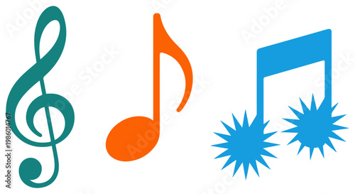 Foto colorful music notes icon set