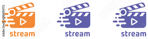 film clapper board media play icon set