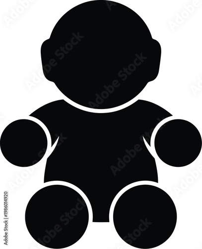 Simple black and white stick figure illustration with round joints and limbs