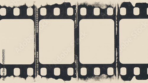 A vintage film strip with a distressed texture and blank frames for creative use
