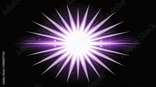 A vibrant purple starburst radiates energy against a dark background