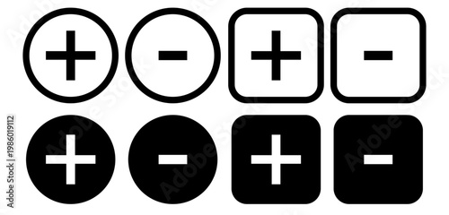 Plus and minus icon vector illustration add subtract symbols set.