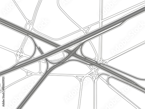 Aerial View of Complex Highway Interchange Junction.