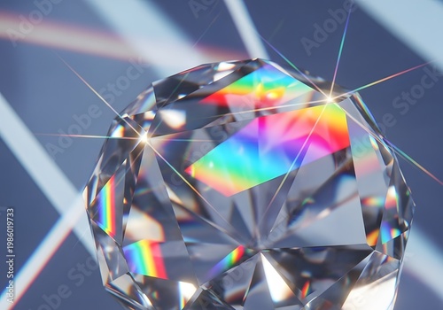 Abstract holographic crystal with vibrant geometric light refractions
