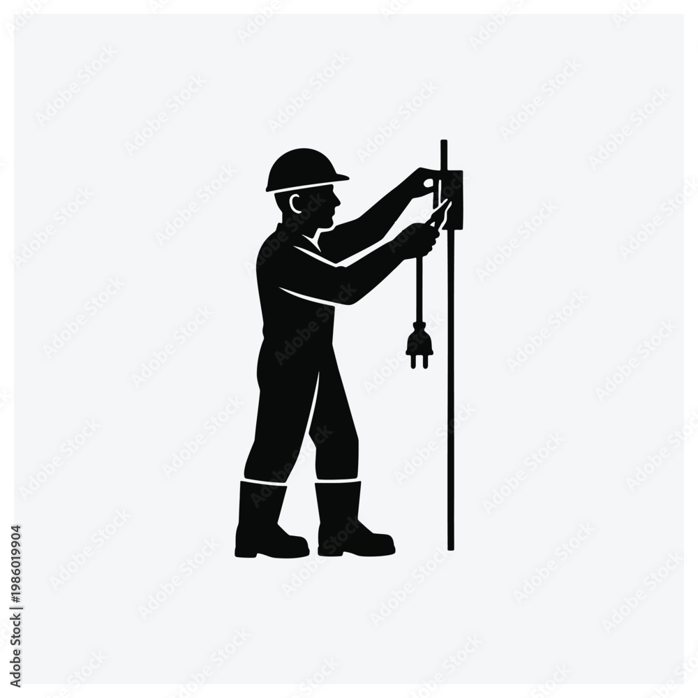 Fototapeta premium Electrician fixing electrical outlet or fixture